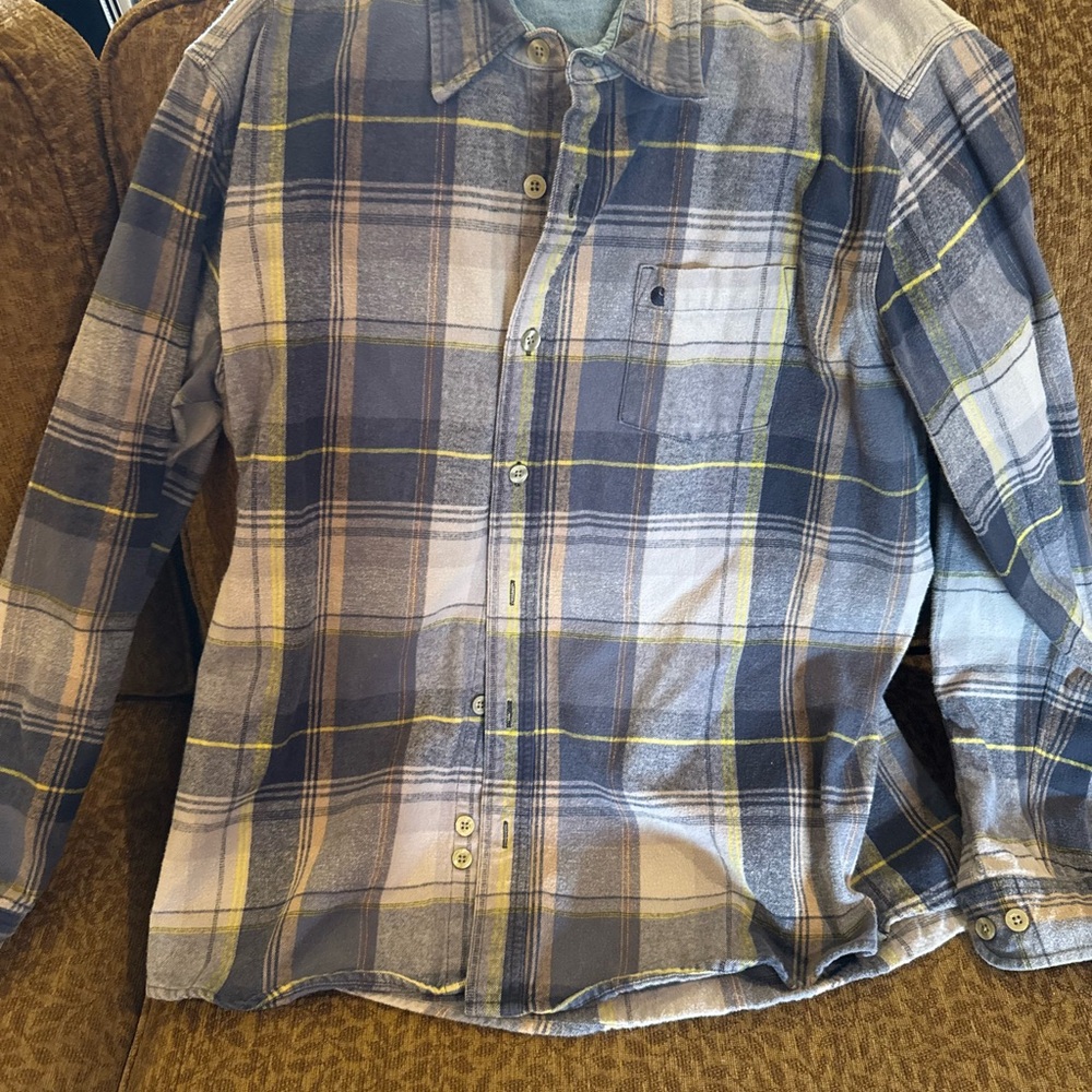 Carhartt Blue and Yellow Casual Button Down Shirt